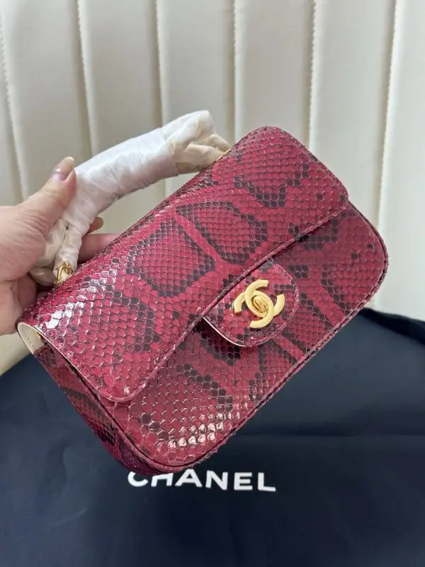 Chanel Сумка Classic Double Flap 20 см в зміїної шкірі — Фото 2