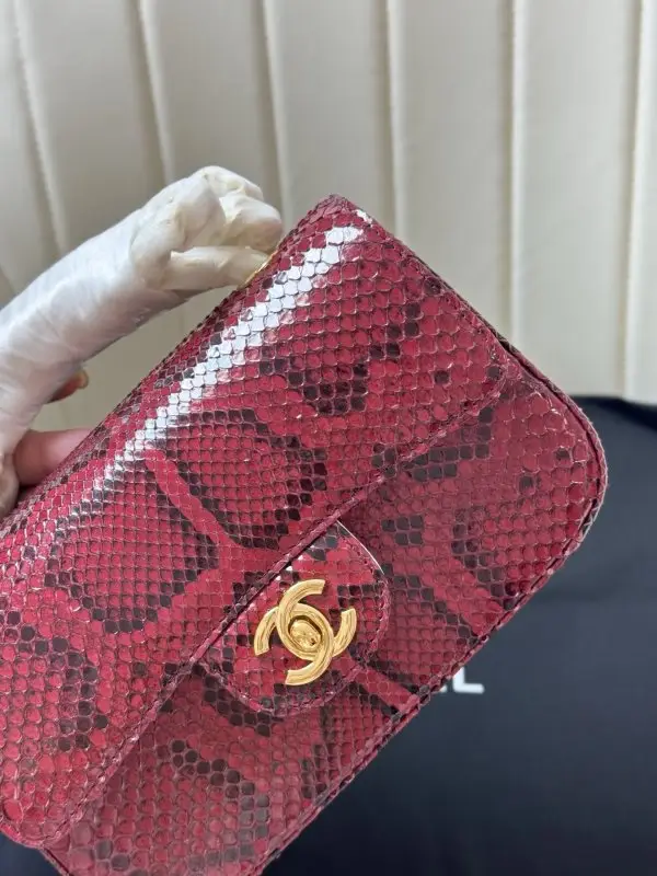 Chanel Сумка Classic Double Flap 20 см в зміїної шкірі — Фото 3