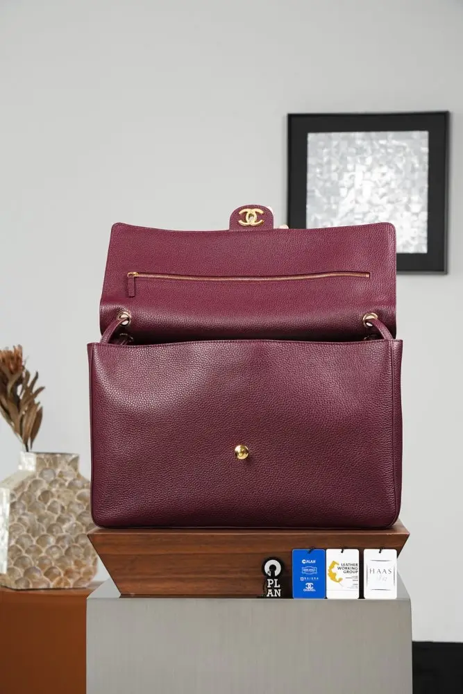 Chanel Велика шкіряна бордова сумка з клапаном CHANEL 26 Mavi Flapbag 38 см — Фото 5
