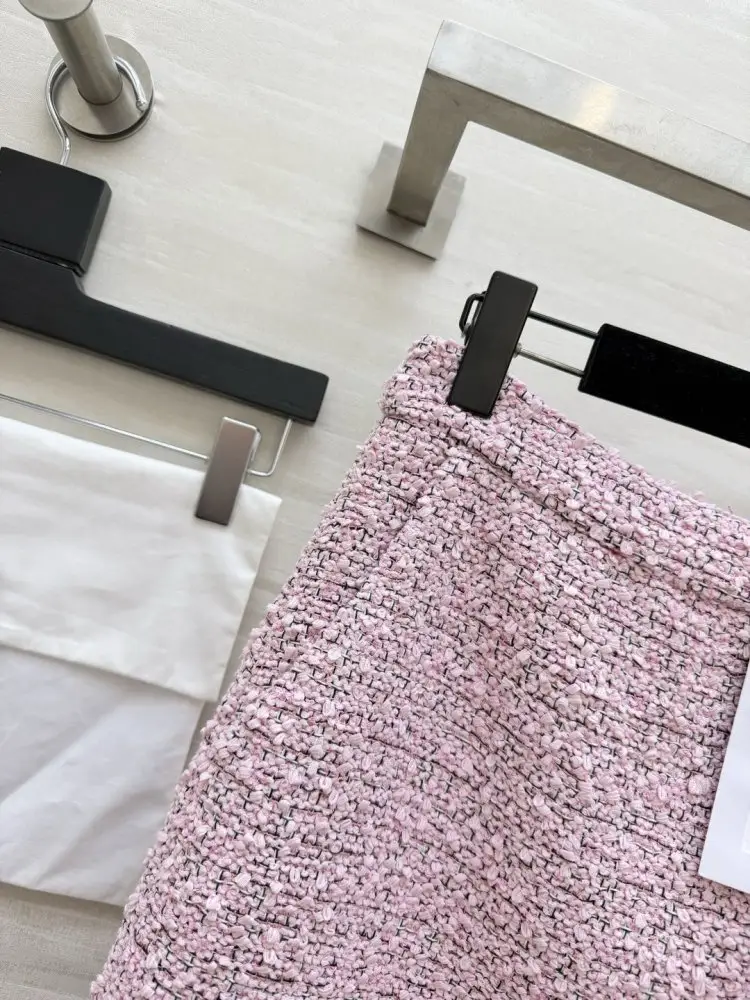 Chanel Розовая твидовая юбка А-силуэта — Фото 3