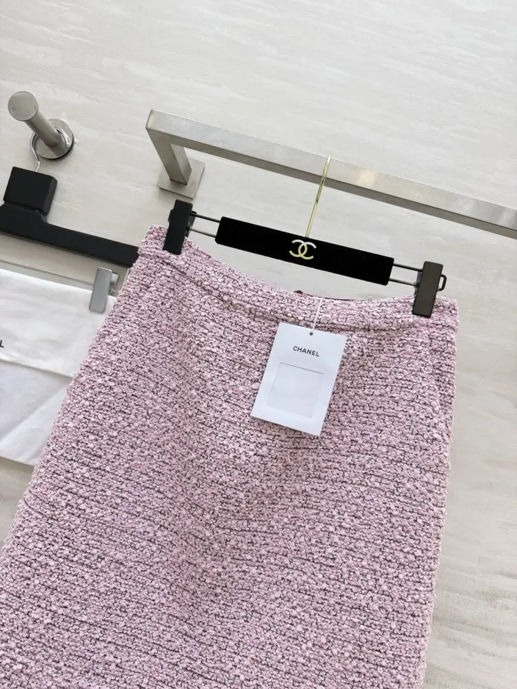 Chanel Розовая твидовая юбка А-силуэта — Фото 4