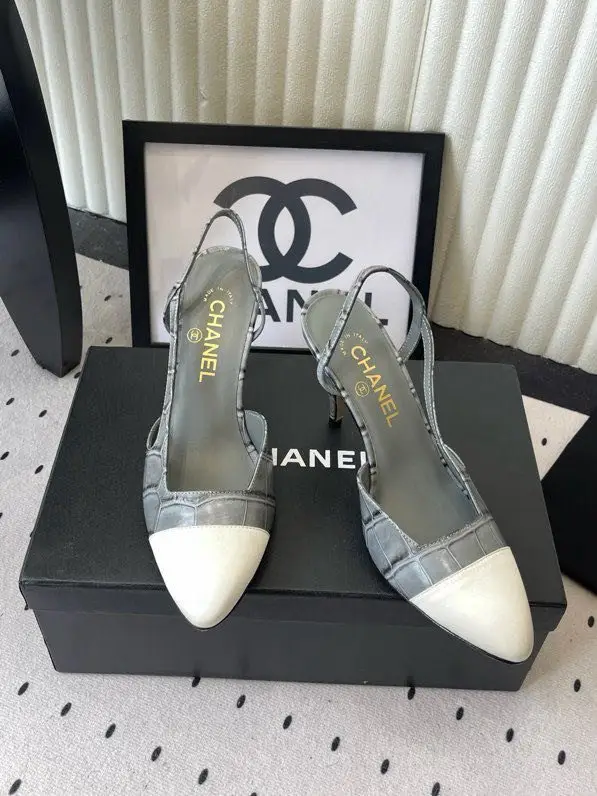 Chanel Туфли слингбэки на высоком каблуке — Фото 5