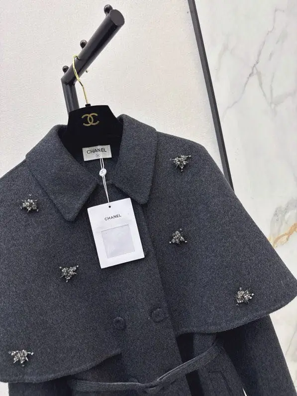 Chanel Двухсекционный шерстяной плащ-накидка — Фото 3