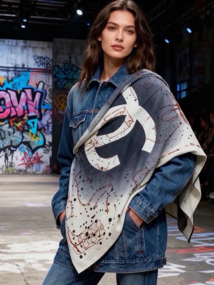 Chanel Two-sided velvet shawl 135x135 cm — Photo 2