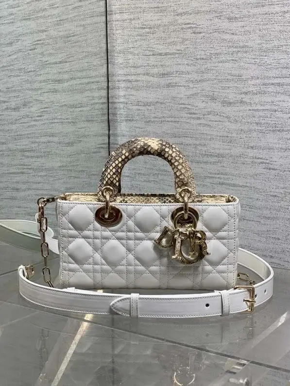 Christian Dior — A bag Lady D-Joy 22 cm of rare snakeskin and sheep skin
