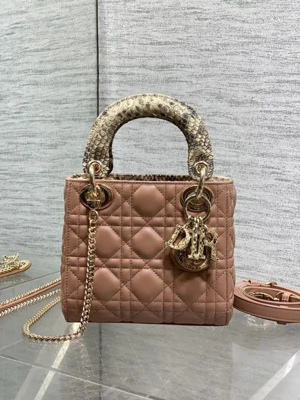 Christian Dior — A bag Lady Dior 17 cm of rare snakeskin and sheep skin