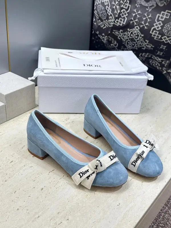 Christian Dior — Балетки на массивном каблуке с бантом