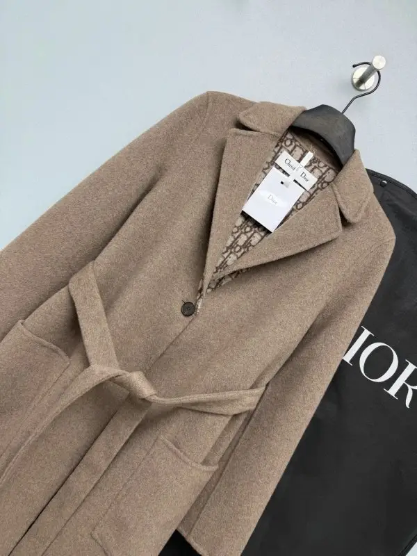 Christian Dior Двостороннє вовняне пальто середньої довжини — Фото 3