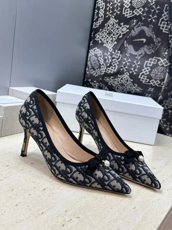 Christian Dior — Shoes D-Ramour on high heel from embroidered монограммом and sharp the toe