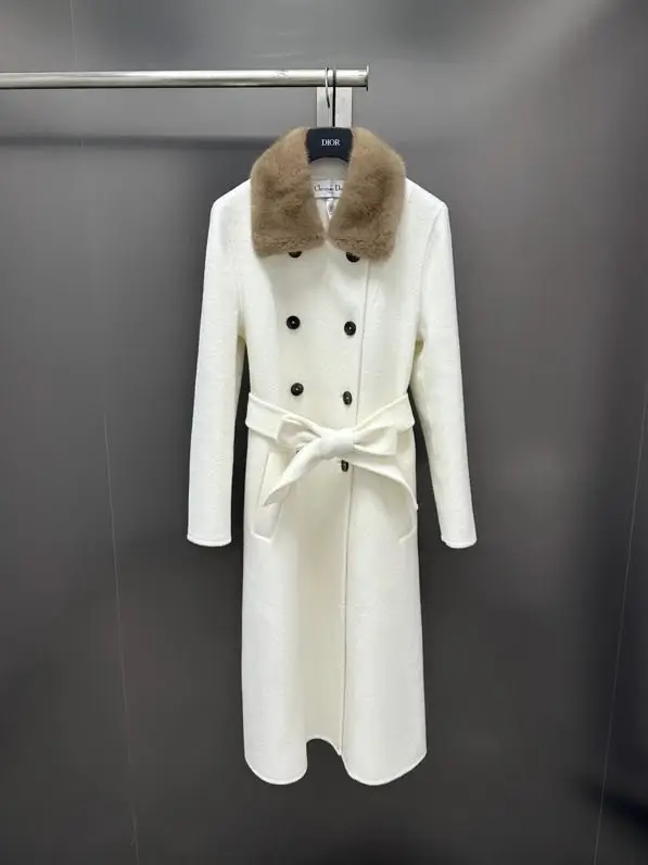 Christian Dior — Двухстороннее кашемировое пальто с норковым мехом