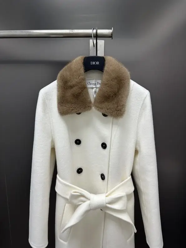 Christian Dior Двостороннє кашемірове пальто з норковым хутром — Фото 2