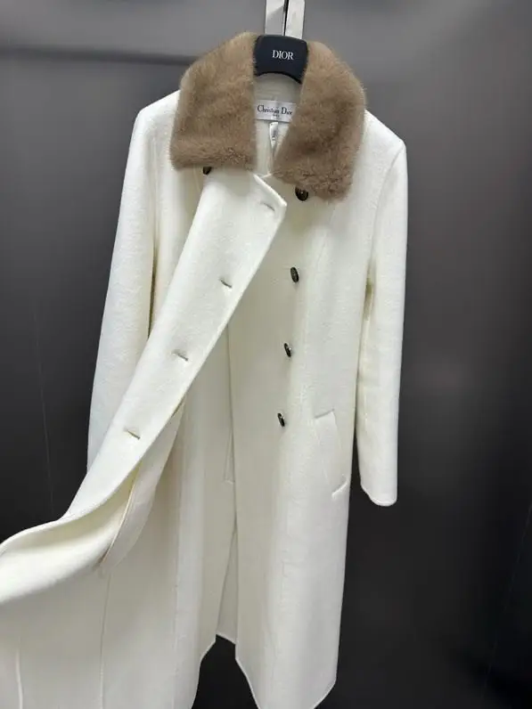 Christian Dior Двостороннє кашемірове пальто з норковым хутром — Фото 4