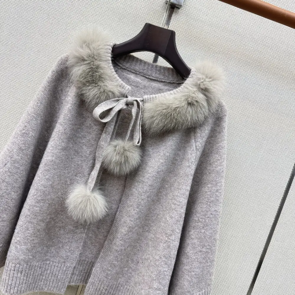 Fendi Пальто-накидка с воротником из лисьего меха — Фото 2