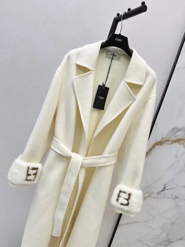 Fendi Пальто кашемировое с воротником из норки — Фото 2