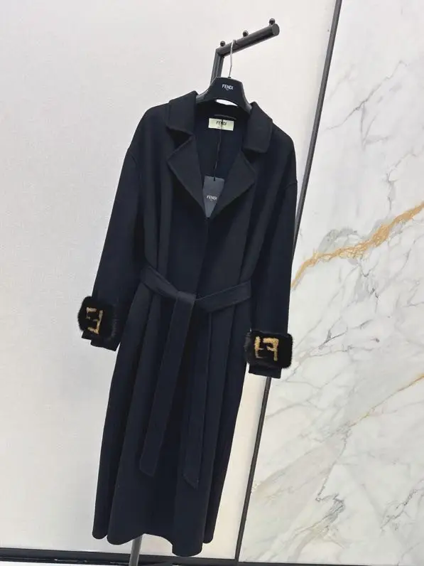 Fendi Пальто кашемировое с воротником из норки — Фото 3