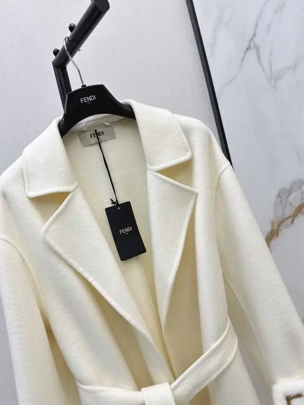 Fendi Пальто кашемировое с воротником из норки — Фото 4