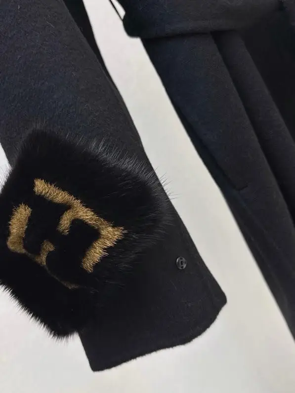 Fendi Пальто кашемировое с воротником из норки — Фото 4