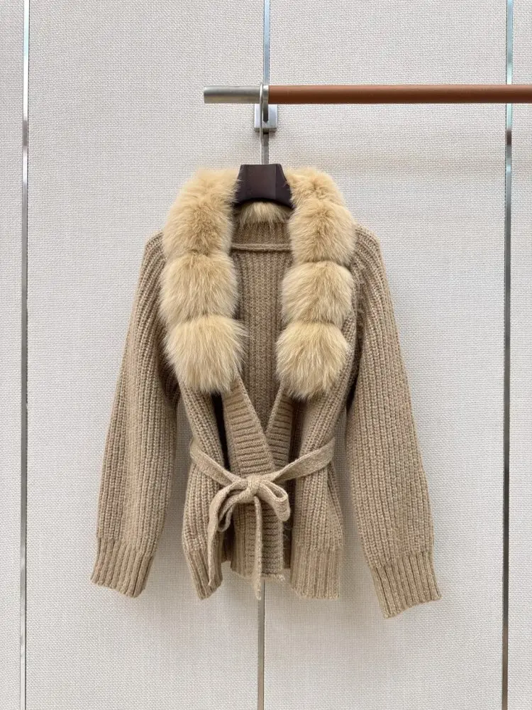 Fendi Вязаное пальто з обробкою з лисячого хутра — Фото 1