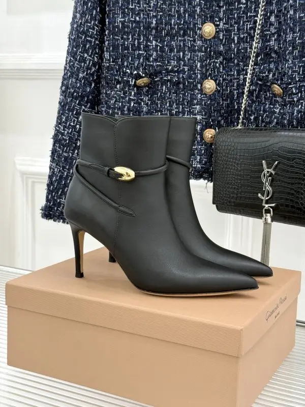 Gianvito Rossi — Ankle boots on high heel from side lightning and sharp the toe