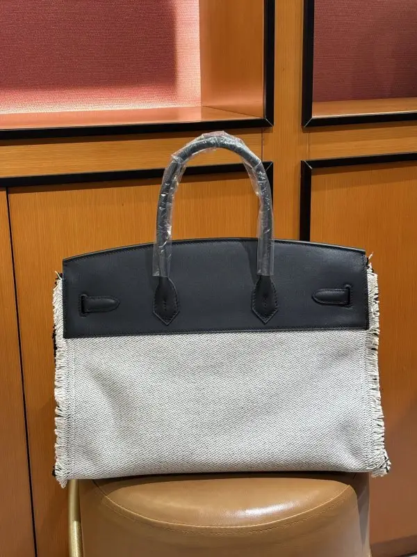 Hermes Сумка Birkin 35 в коже Swift и канваса — Фото 4