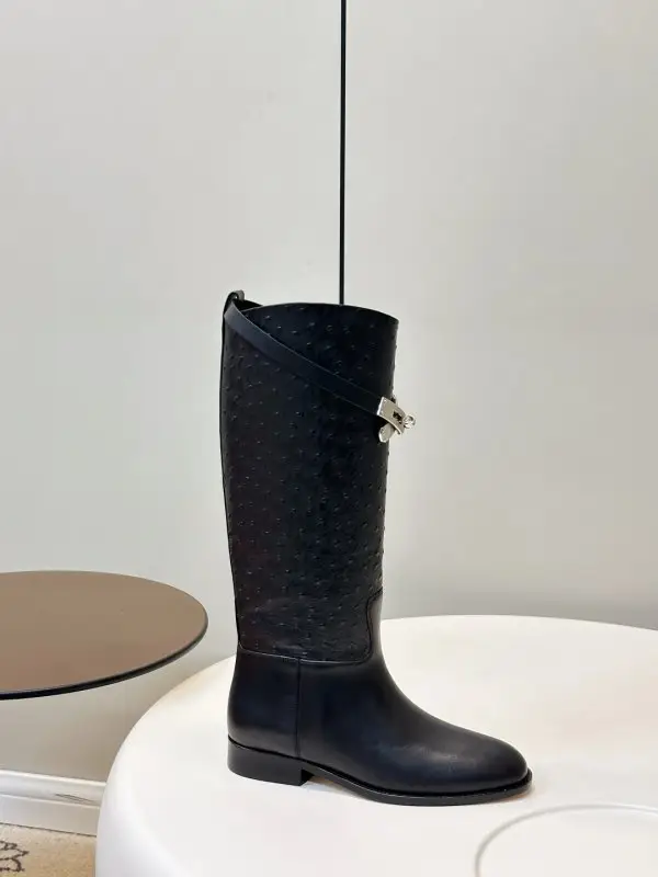 Hermes — Чоботи жіночі Kelly Jumping Buckle Riding Boots страусина шкіра
