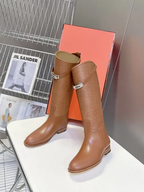 Hermes — High women's boots from buckle Kelly