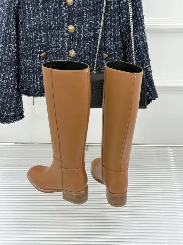 Hermes Шкіряні жіночі чоботи на масивному підборах — Фото 5