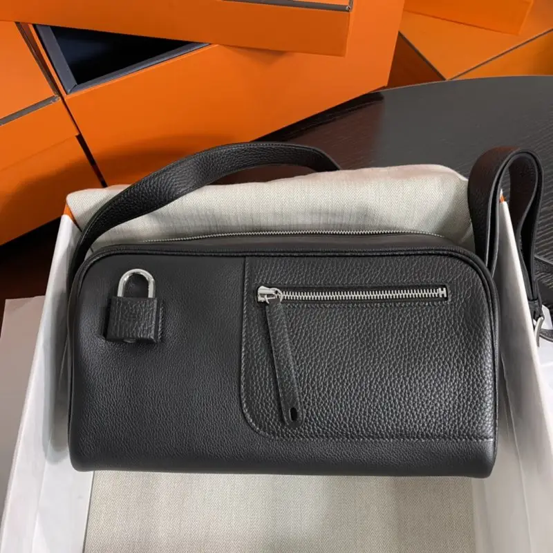 Hermes — Чоловіча сумка Boston Nouveau On Boby 29 см з шкіри Evercolor і Clemence