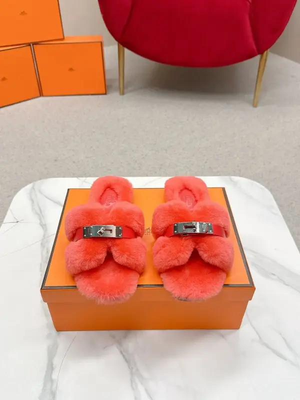 Hermes — Step-ins women's on fur from buckle Kelly