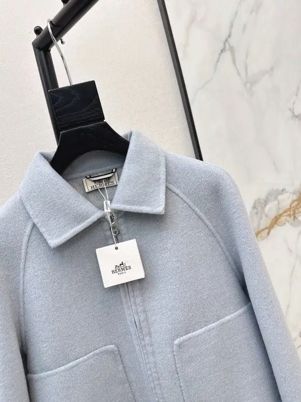 Hermes Двостороннє короткий пальто з кашеміру з коміром — Фото 3