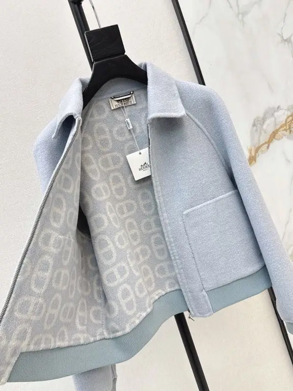 Hermes Двостороннє короткий пальто з кашеміру з коміром — Фото 4
