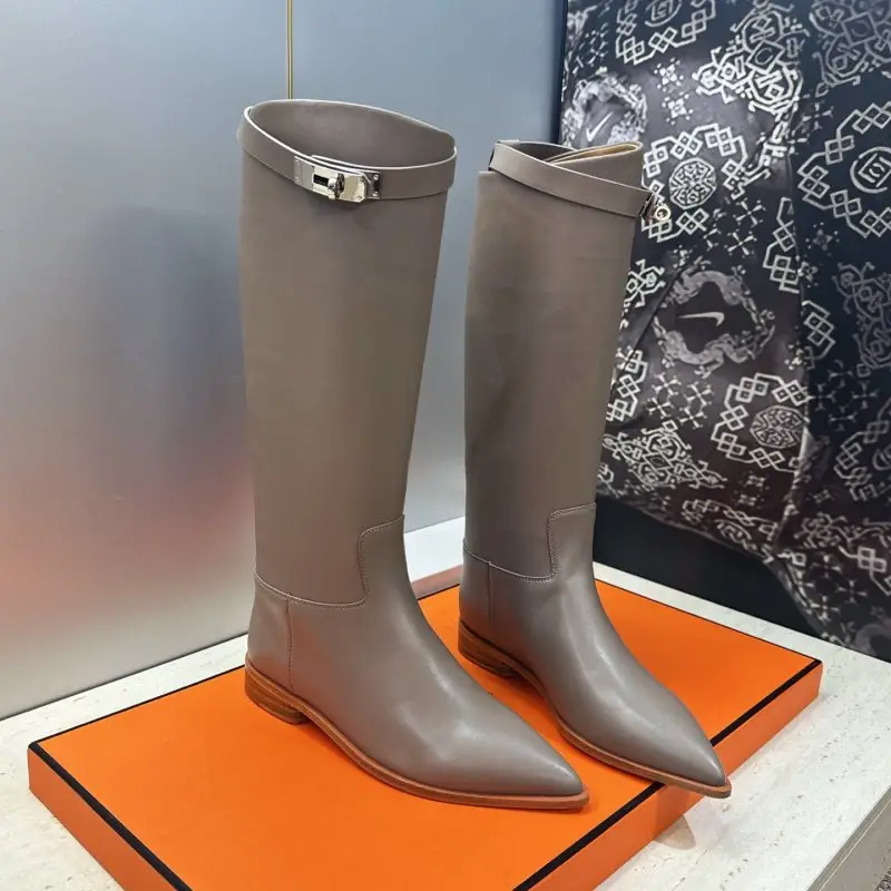 Hermes — Women's leather boots buckle Kelly