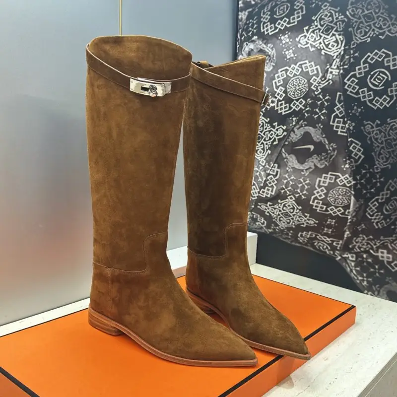 Hermes — Women's leather boots buckle Kelly