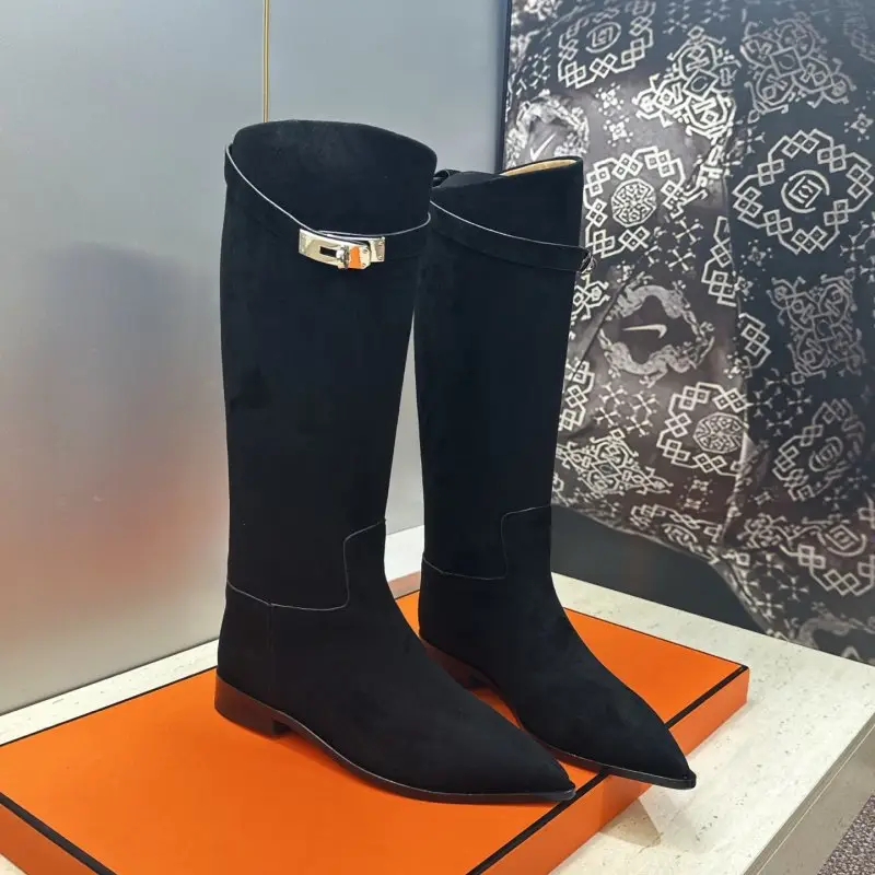 Hermes — Жіночі шкіряні чоботи пряжкою Kelly