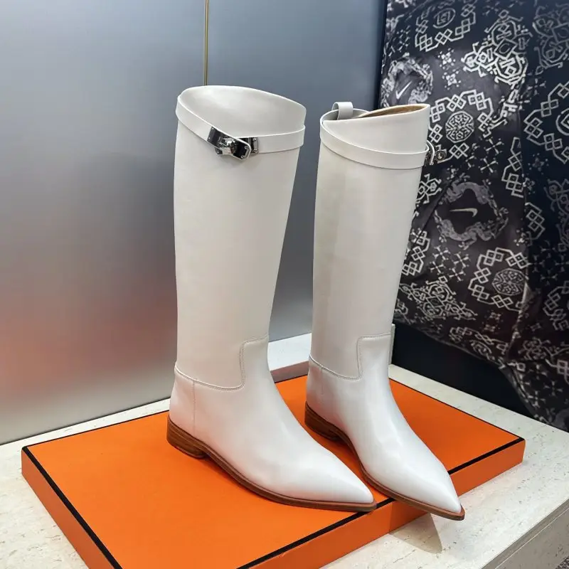 Hermes — Women's leather boots buckle Kelly
