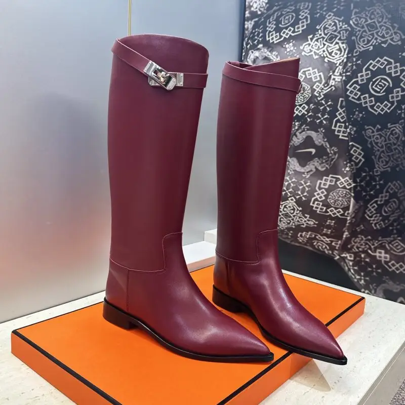 Hermes — Women's leather boots buckle Kelly