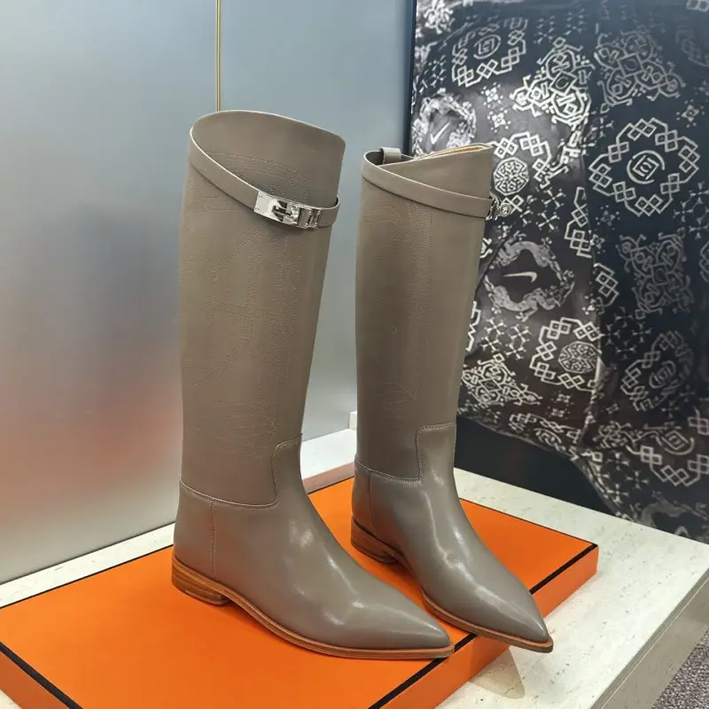 Hermes — Жіночі шкіряні чоботи пряжкою Kelly