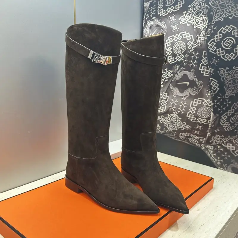 Hermes — Women's leather boots buckle Kelly