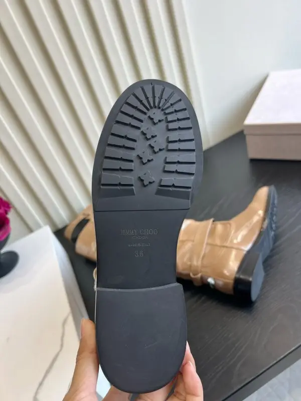 Jimmy Choo Кожаные высокие сапоги с плиссировкой и свободным голенищем — Фото 5