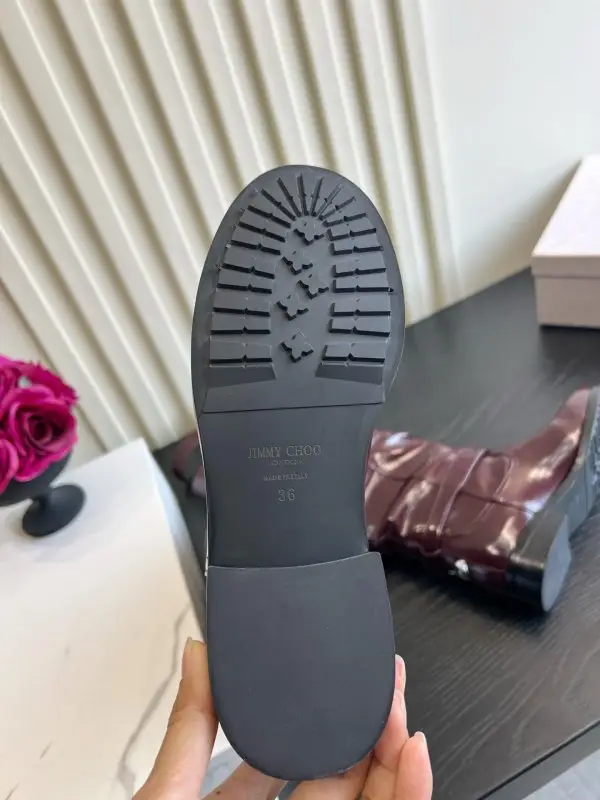 Jimmy Choo Шкіряні високі чоботи з плиссировкой і вільним халявою — Фото 5