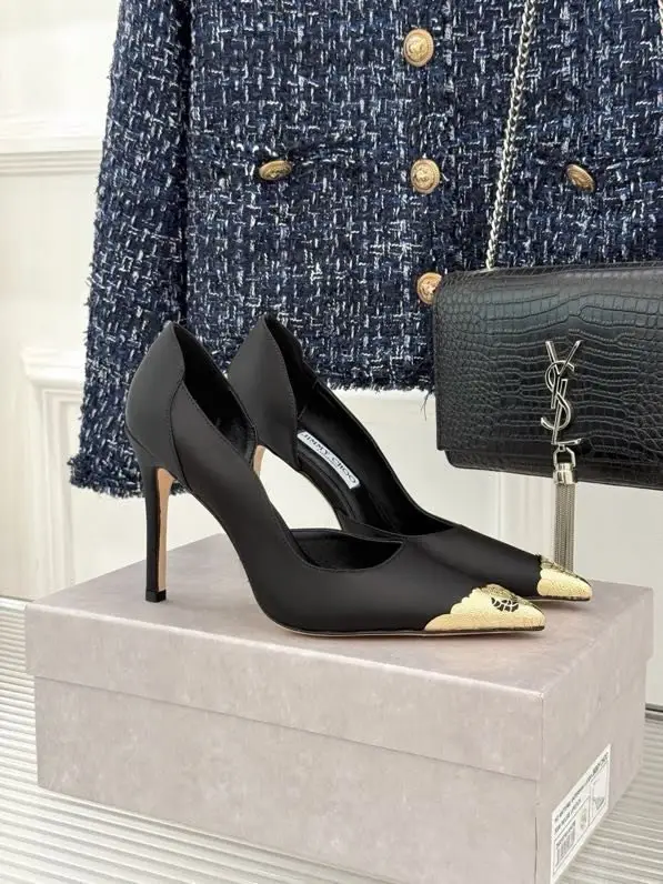Jimmy Choo — Шовкові туфлі на високому підборах з металевим носком і бічними вирізами