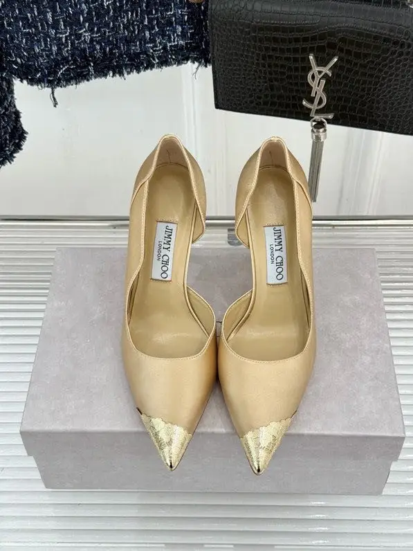 Jimmy Choo Silk shoes on high heel from a metal the toe and lateral notches — Photo 2
