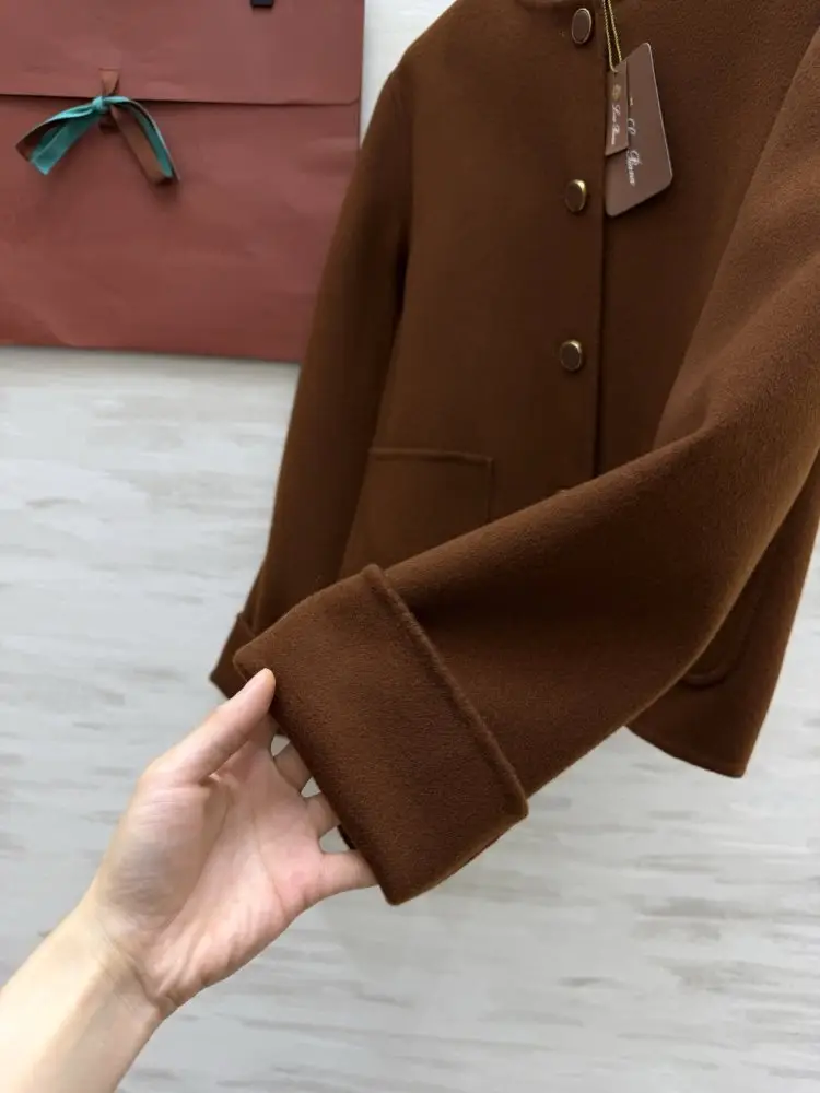 Loro Piana Короткий двостороннє вовняне пальто з круглим вирізом — Фото 4