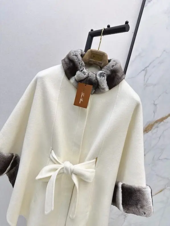 Loro Piana Двостороннє кашемірове пальто-накидка з норковым хутром — Фото 2