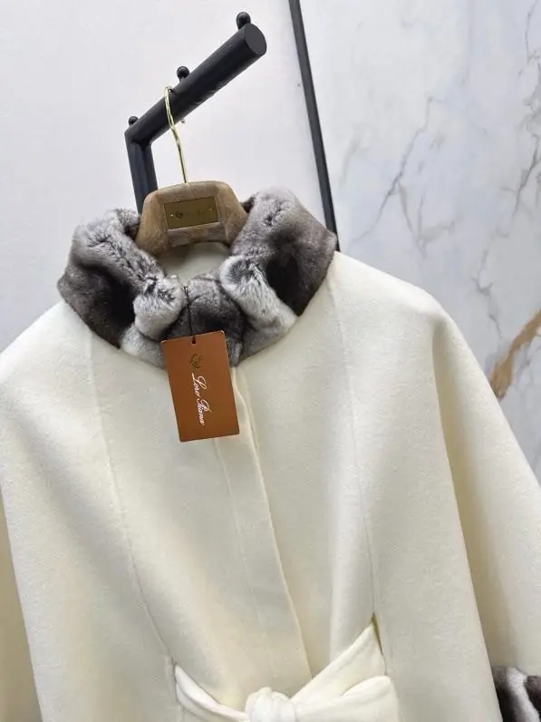 Loro Piana Двостороннє кашемірове пальто-накидка з норковым хутром — Фото 5