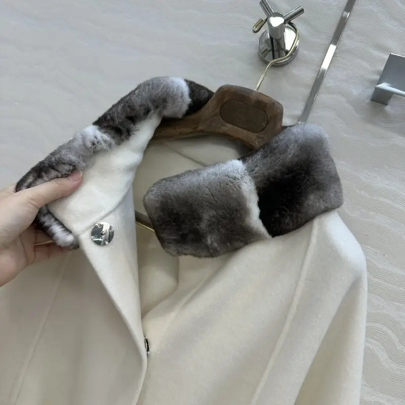 Loro Piana Двостороннє пальто-накидка з кашеміру і хутром норки — Фото 4