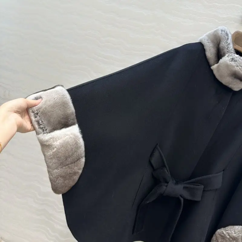 Loro Piana Двостороннє пальто-накидка з кашеміру і хутром норки — Фото 5
