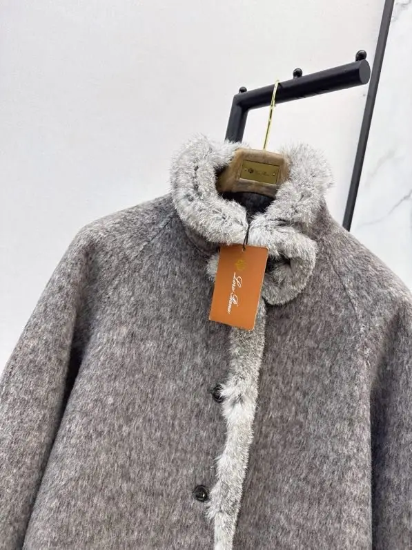 Loro Piana Двостороннє вовняне пальто з обробкою з кролячого хутра — Фото 2