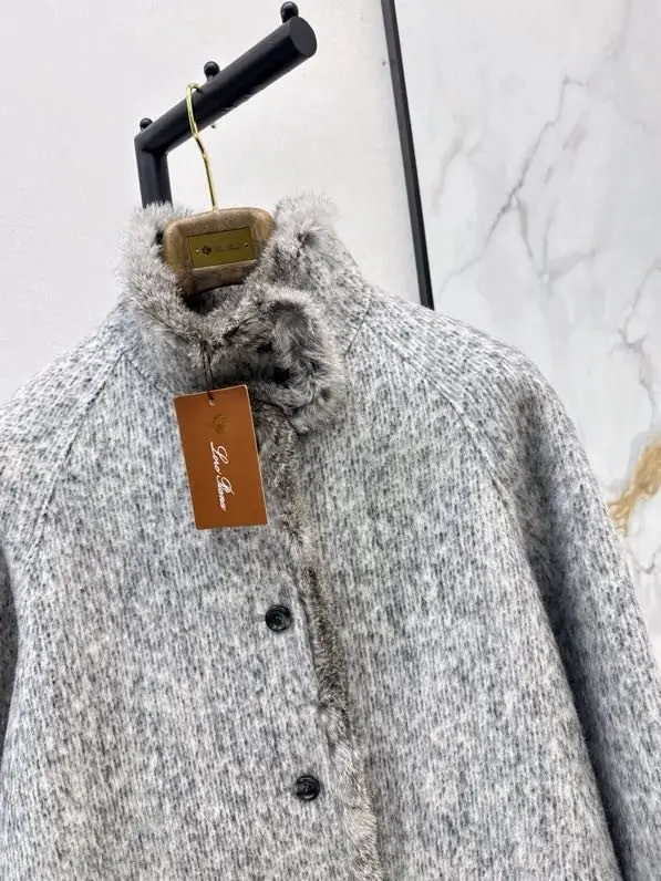 Loro Piana Двостороннє вовняне пальто з обробкою з кролячого хутра — Фото 2