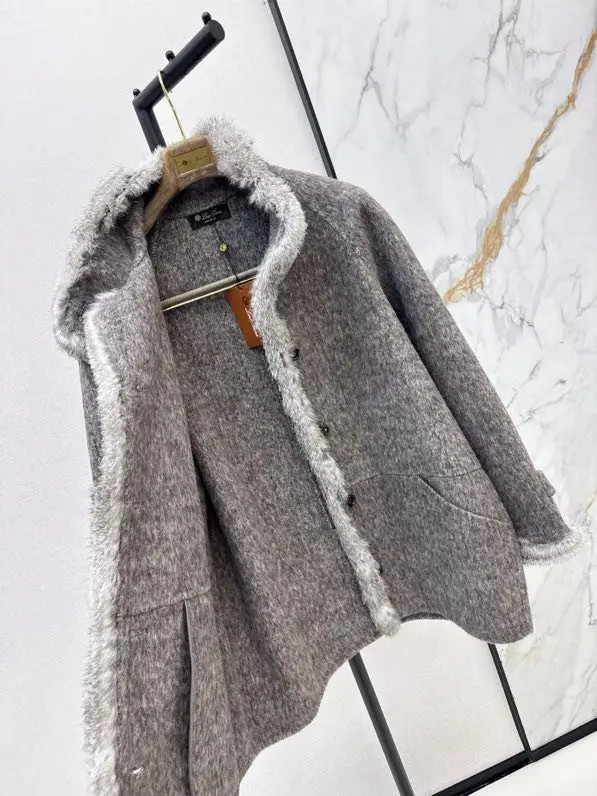 Loro Piana Двостороннє вовняне пальто з обробкою з кролячого хутра — Фото 5